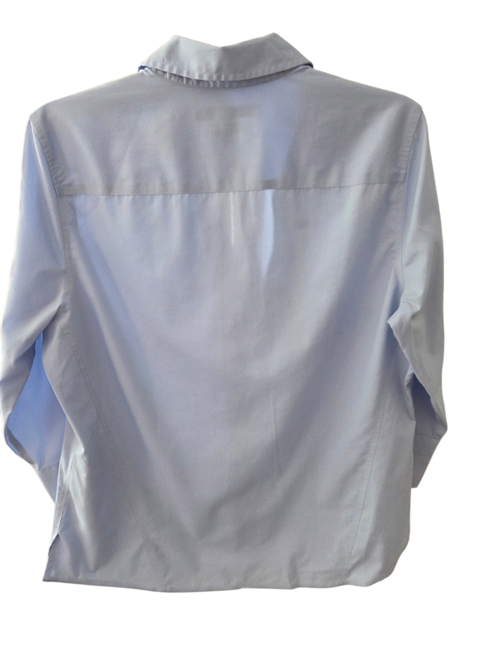 Foxcroft Margie Three-Quarter Sleeve Cotton Button-Up Shirt Light Blue Medium - Picture 4 of 9